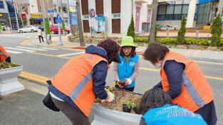 여수시 미평동 통장협의회, 새봄맞이 봄꽃 식재