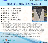여수시, 지역 출신 이달의 독립운동가 ‘김용환 선생’ 선정